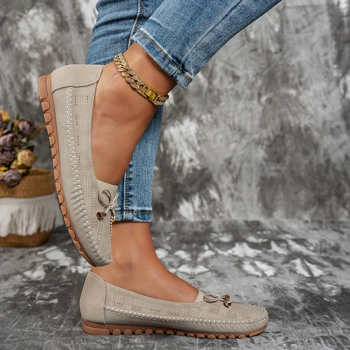 Sabine – Zachte, comfortabele loafers met een verfijnd strikje
