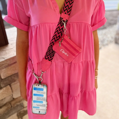 Clip & Go-riem met opbergtasje – Chevron/Ruit-collectie
