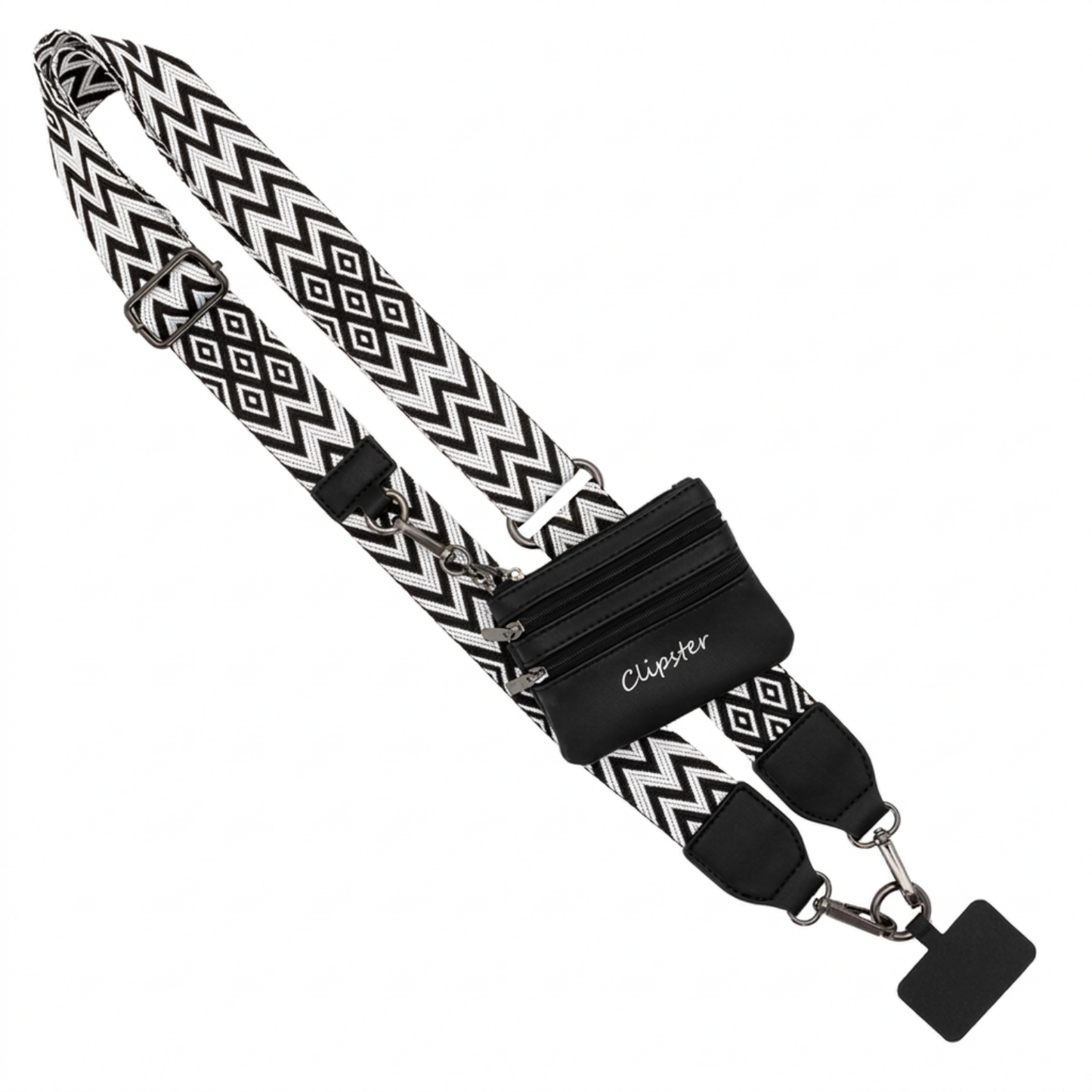 Clip & Go-riem met opbergtasje – Chevron/Ruit-collectie