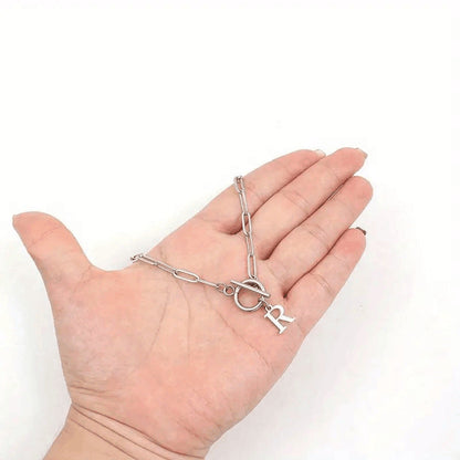 ClaspCircle | Paperclip Schakel ketting met initiaal