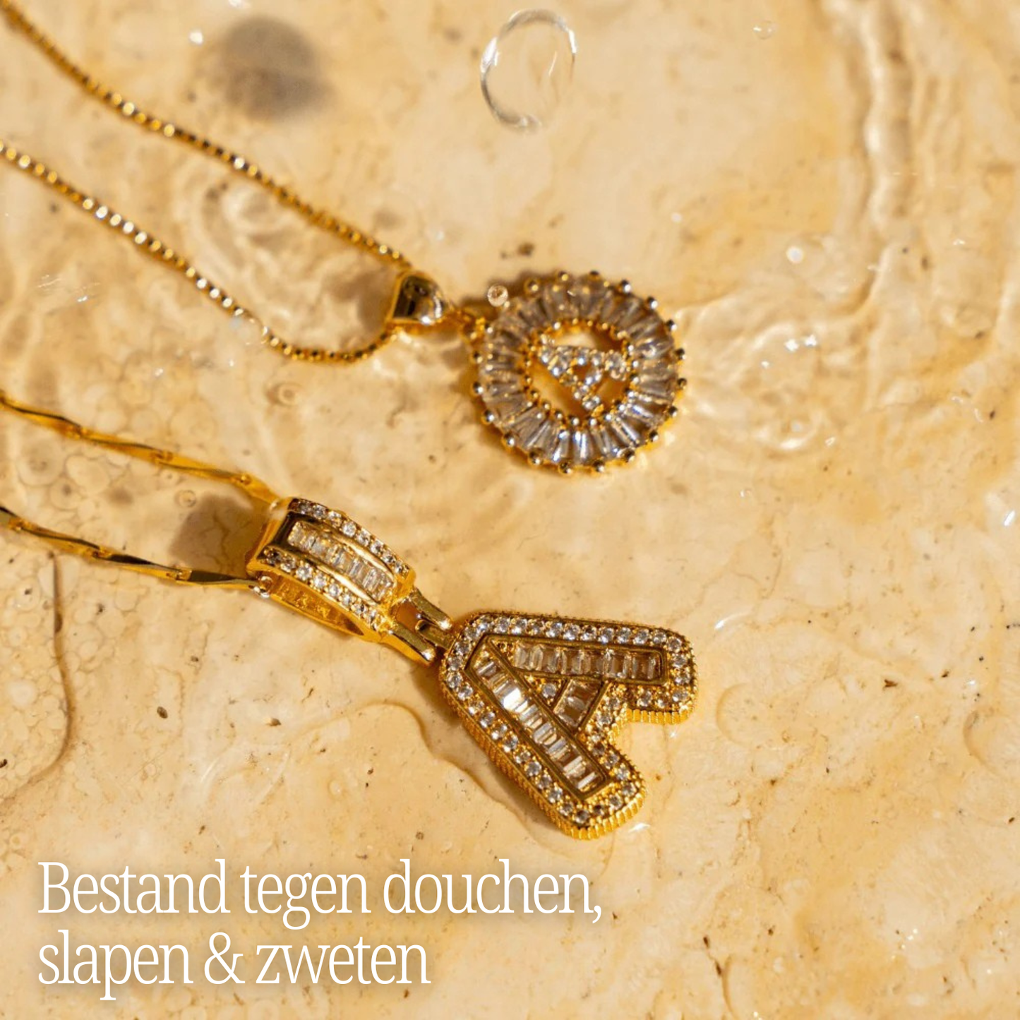 GemLetter | 14K Ketting met Diamanten Initiaal Hanger