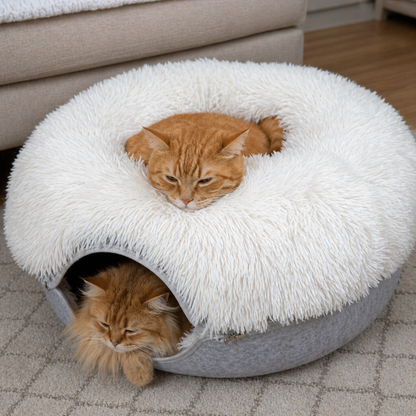 SnugNest | Vilten kattentunnel-kattenbed - Kalmerende donut