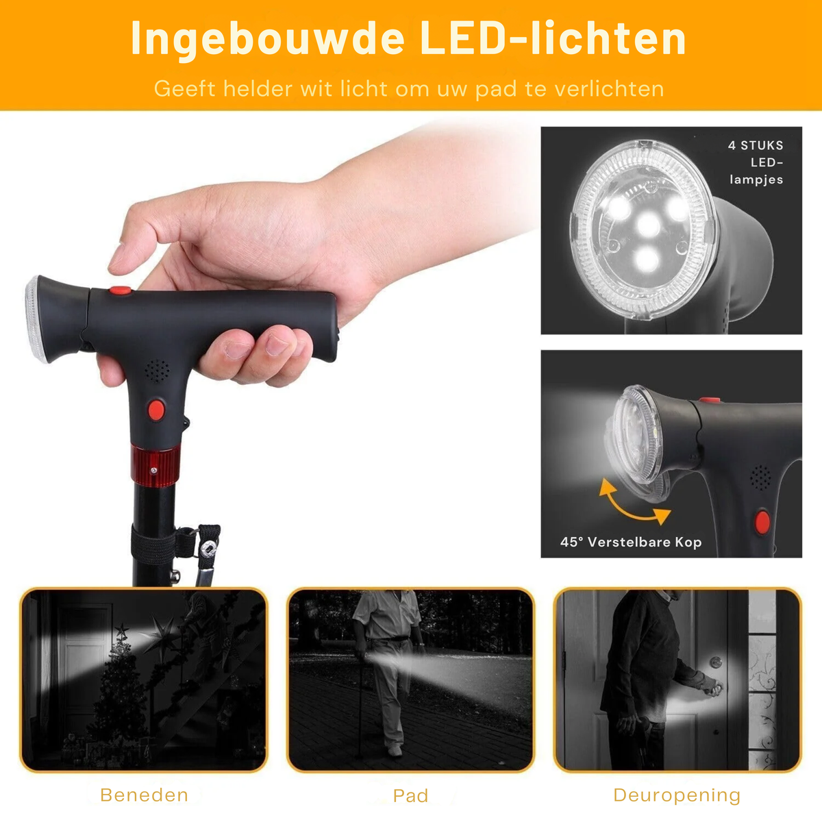 Walknix Wandelstok Met Led-Lamp