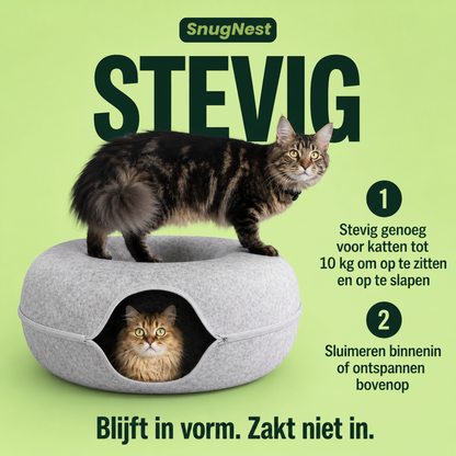 SnugNest | Vilten kattentunnel-kattenbed