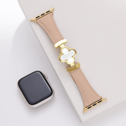 Leren Apple Watch-bandje met Geluksbloem