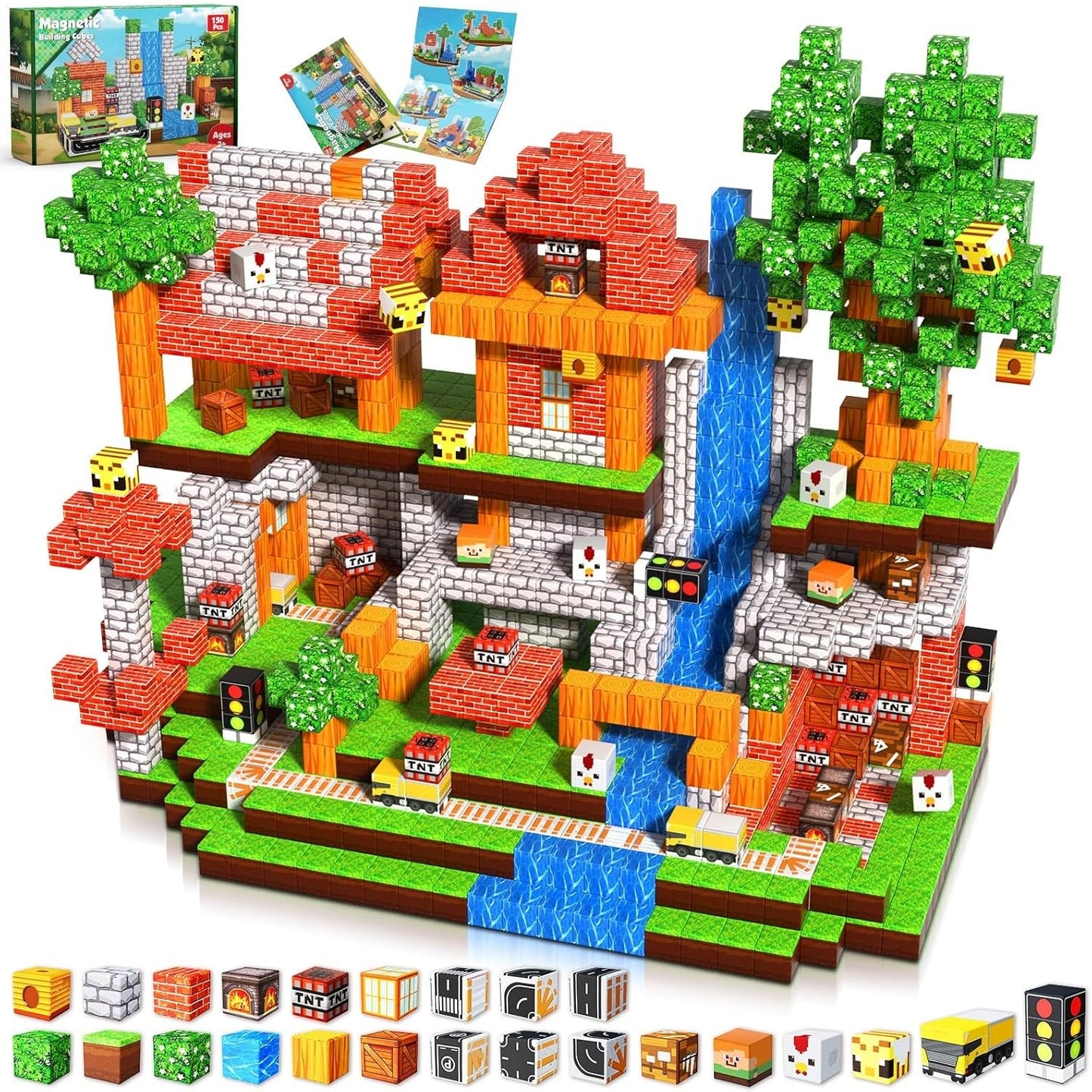Suburb City - Magnetische Bouwtegels STEM Speelgoed | 2025 Dorpscollectie | 100–300 stuks | 2cm