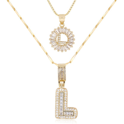 GemLetter | 14K Ketting met Diamanten Initiaal Hanger