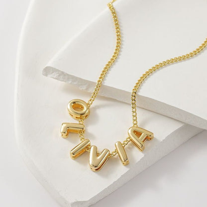 Bubbel Naamketting – Gepersonaliseerd Sieraad in Pufi-Letterstijl