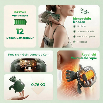 Pulse Mini Slimme Nek- en Schoudermassageapparaat met Warmtetherapie – Ideaal Cadeau voor Ontspanning