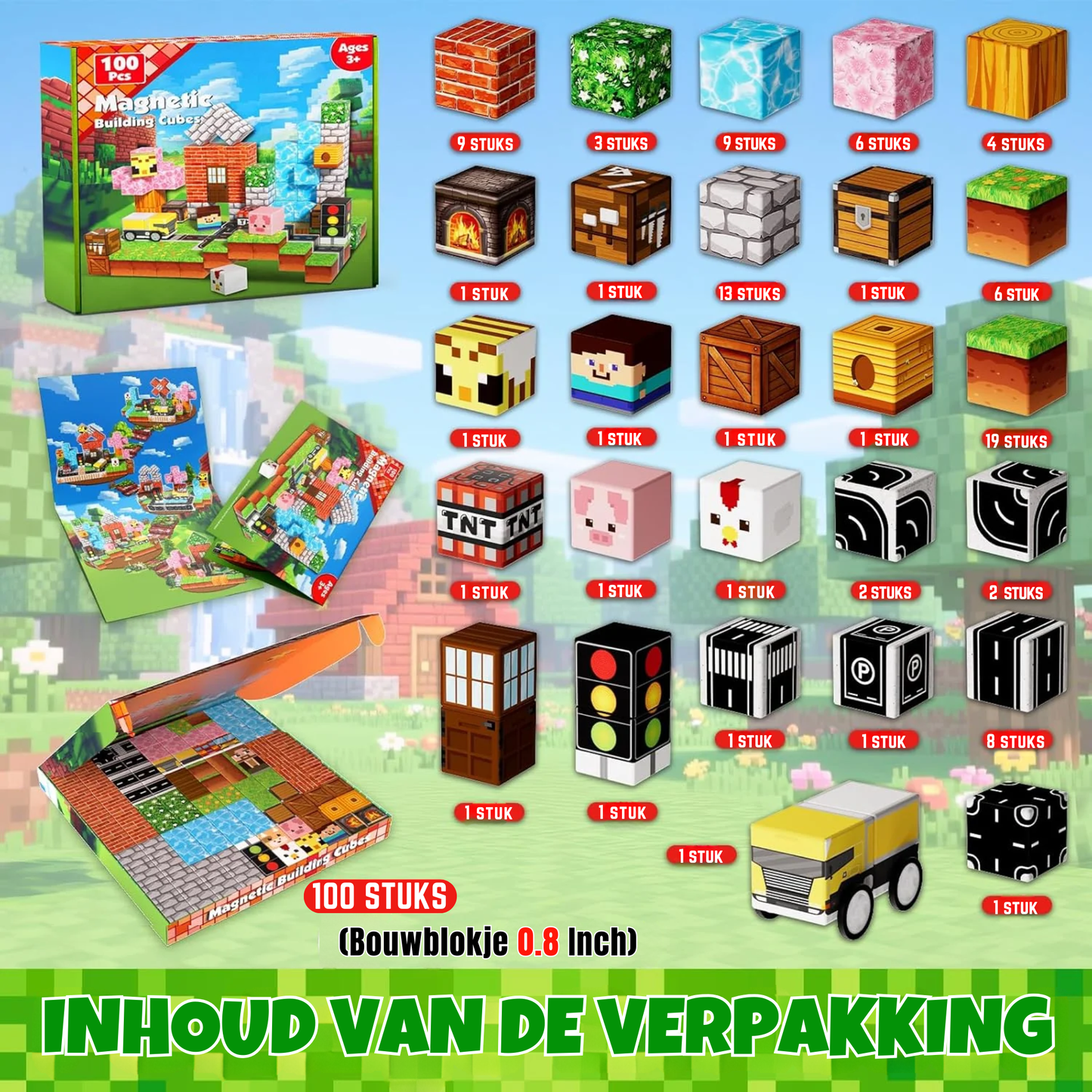 Suburb City - Magnetische Bouwtegels STEM Speelgoed | 2025 Dorpscollectie | 100–300 stuks | 2cm
