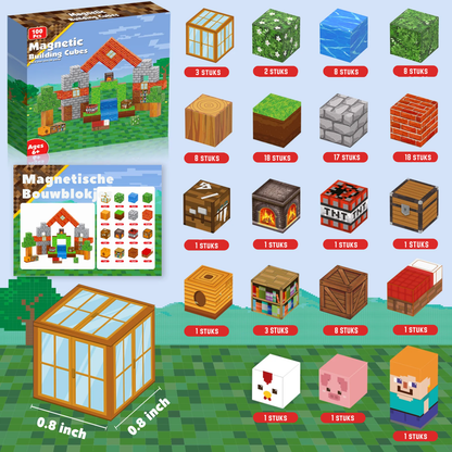 Graslandplezier - Magnetische Bouwtegels STEM Speelgoed | 2025 Dorpscollectie | 100–300 stuks | 2cm