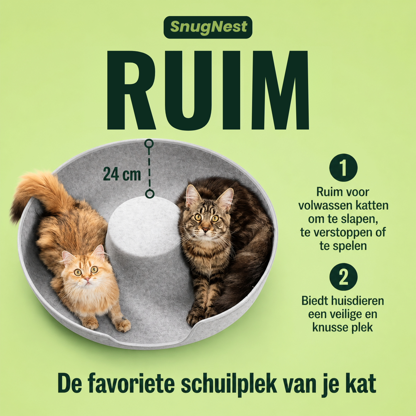 SnugNest | Vilten kattentunnel-kattenbed