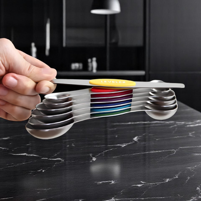 Magnetische Maatlepelset RVS – Slim & Stapelbaar