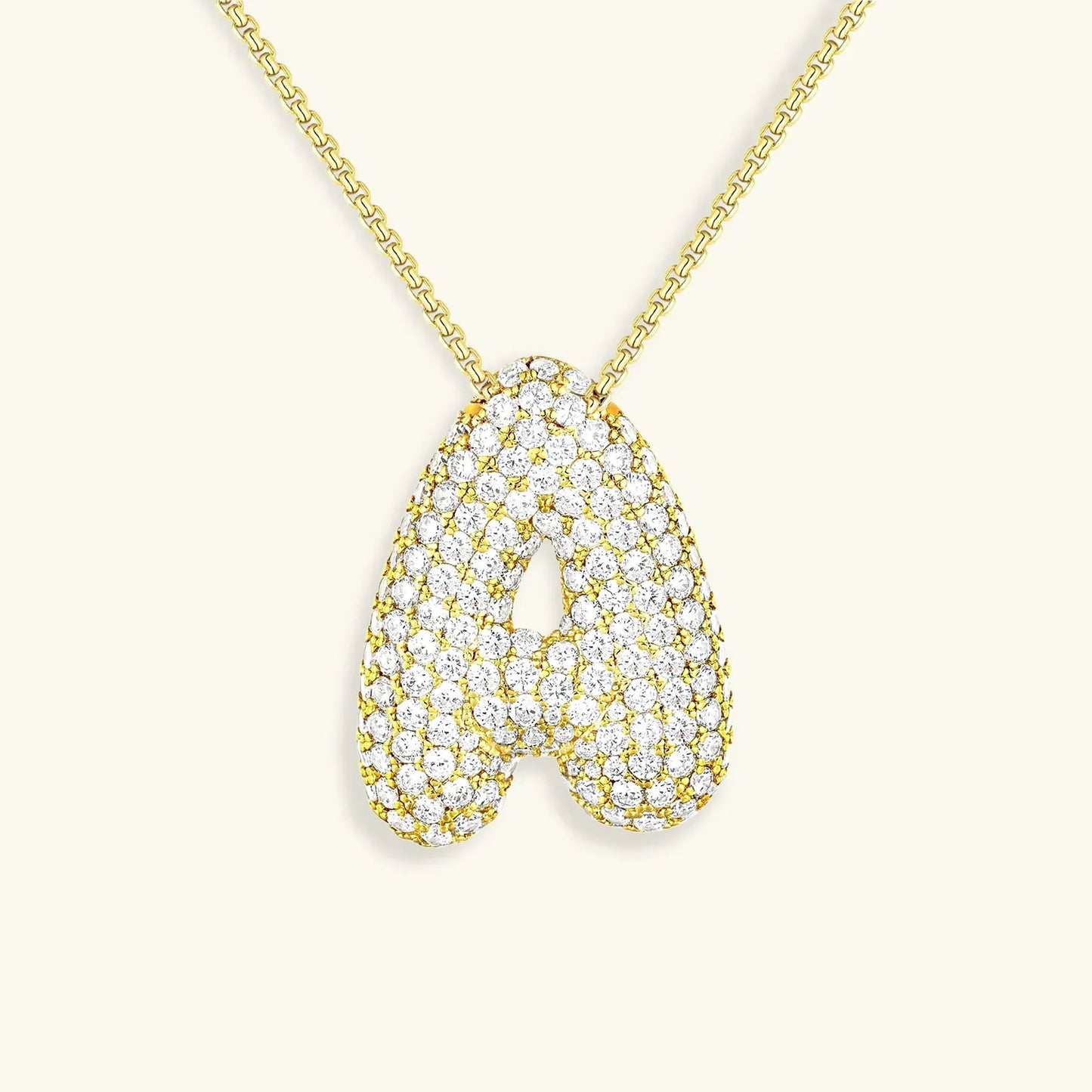 Ketting met diamant en initiaal in 'bubble'-stijl