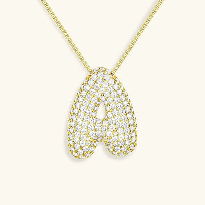 Ketting met diamant en initiaal in 'bubble'-stijl