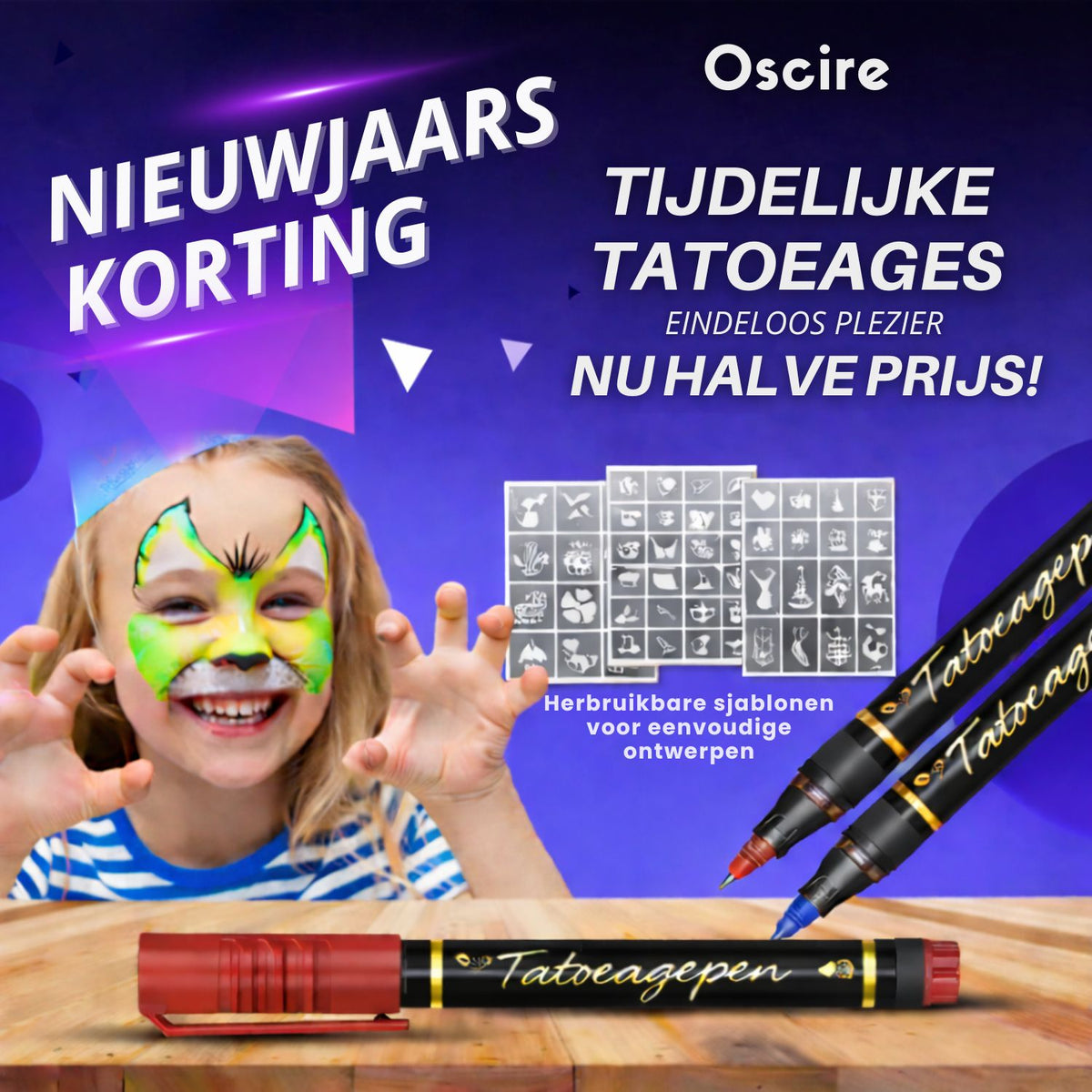 InkJoy | Huidveilige Tattoo Pennen – Afwasbaar, Waterproof & Veilig Voor Kinderen
