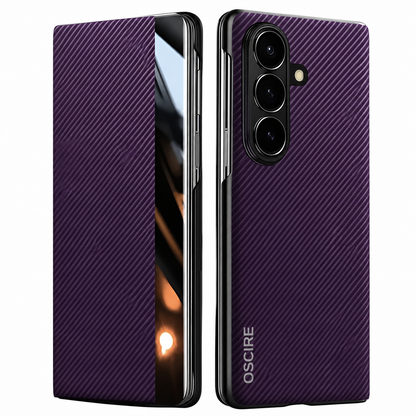 Galaxy Z Fold Magnetische Carbon FIber en Leren Hoesje