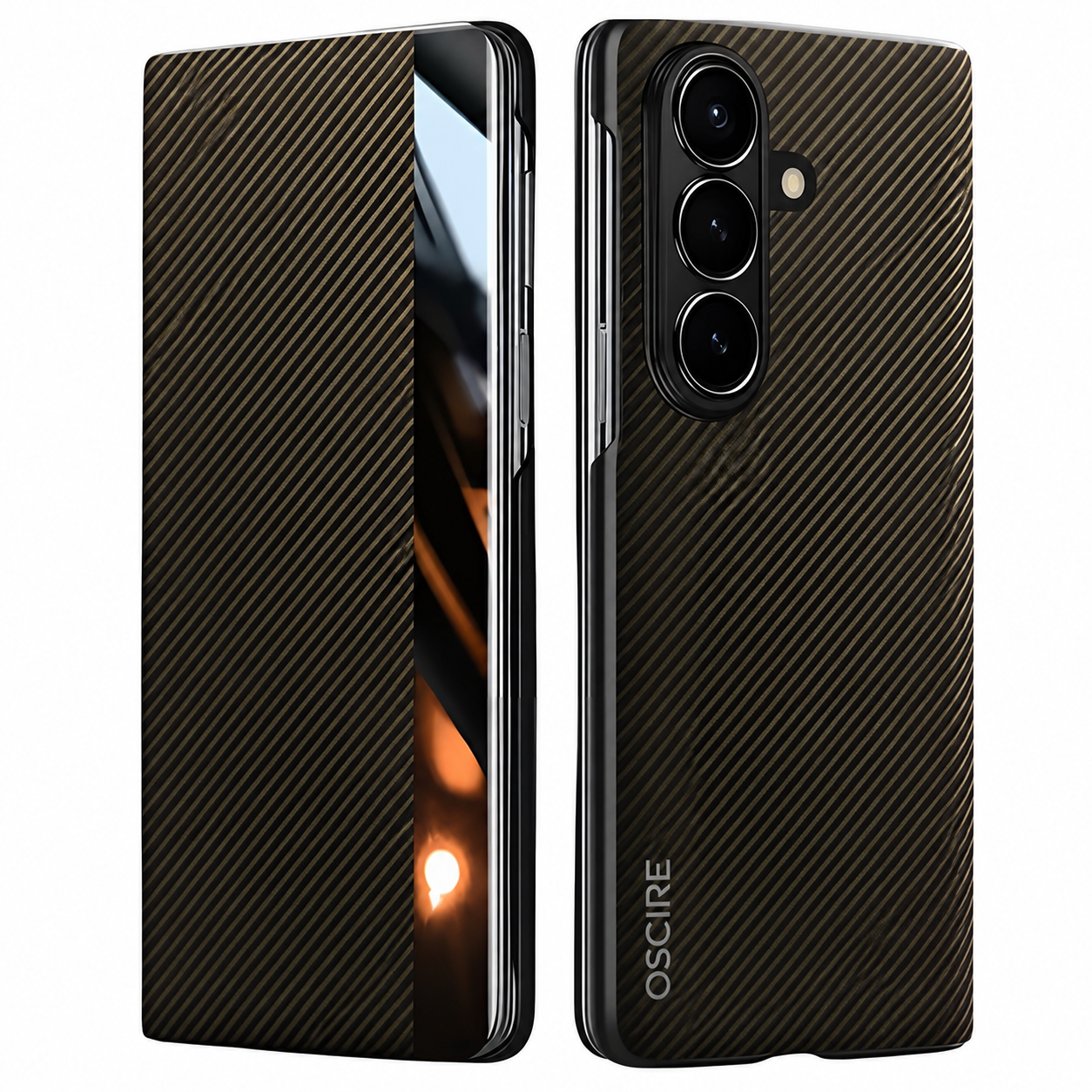 Galaxy Z Fold Magnetische Carbon FIber en Leren Hoesje