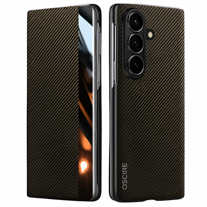 Galaxy Z Fold Magnetische Carbon FIber en Leren Hoesje