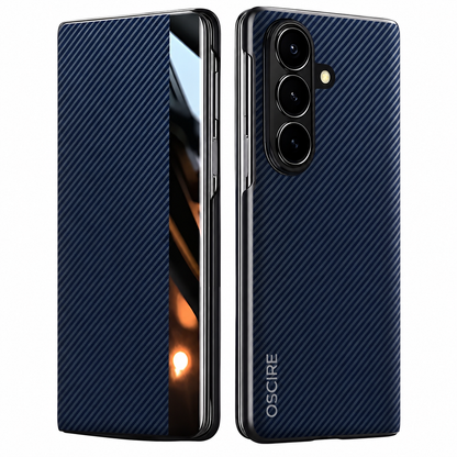 Galaxy Z Fold Magnetische Carbon FIber en Leren Hoesje