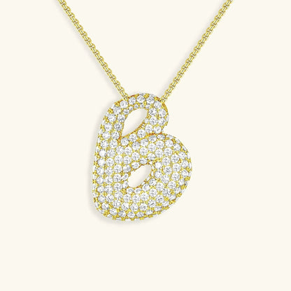 Ketting met diamant en initiaal in 'bubble'-stijl