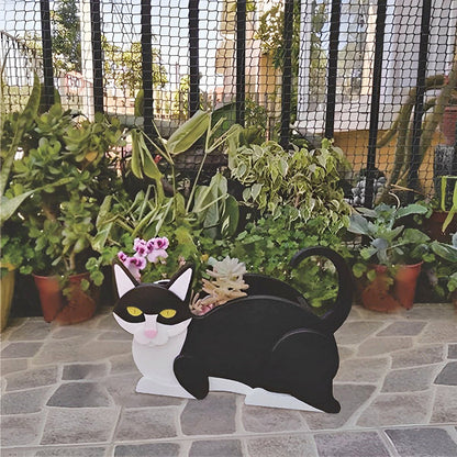 Bloempot - Zwart-witte kat