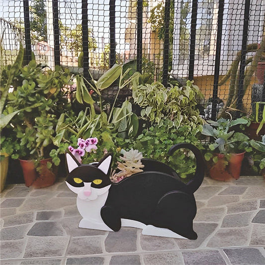 Bloempot - Zwart-witte kat