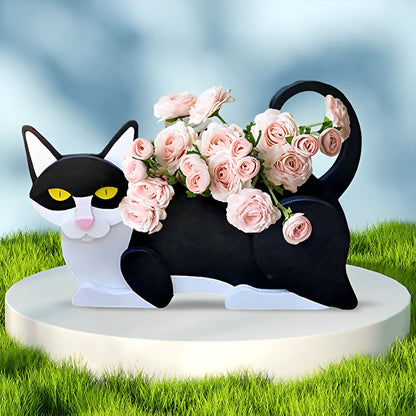 Bloempot - Zwart-witte kat