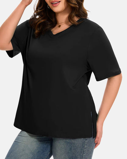 Dames T-Shirts Met V-Hals En Basic Mouw In Plus Size