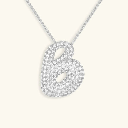 Ketting met diamant en initiaal in 'bubble'-stijl