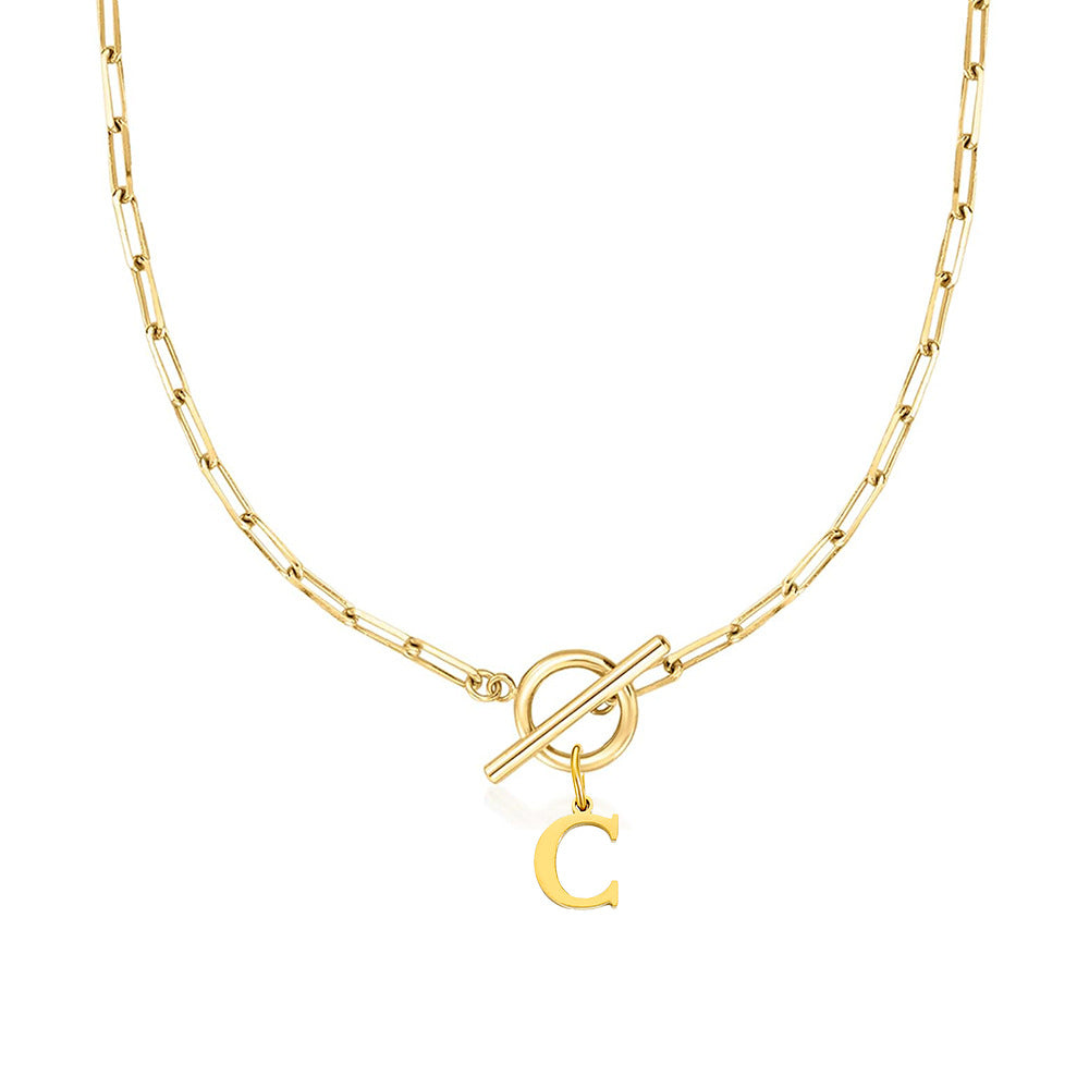 ClaspCircle | Paperclip Schakel ketting met initiaal
