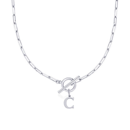 ClaspCircle | Paperclip Schakel ketting met initiaal