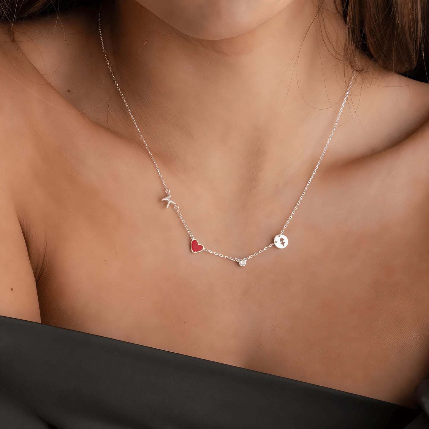 Charmella | Gepersonaliseerde ketting met initialen hartje en geboortesteen