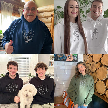 LijnLiefde | Geborduurde Hoodie met Jouw Foto – Handgetekend Portret & Premium Borduring