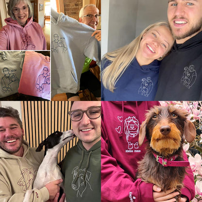 LijnLiefde | Geborduurde Hoodie met Jouw Foto – Handgetekend Portret & Premium Borduring