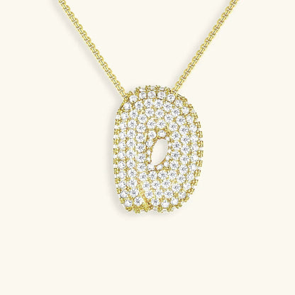 Ketting met diamant en initiaal in 'bubble'-stijl