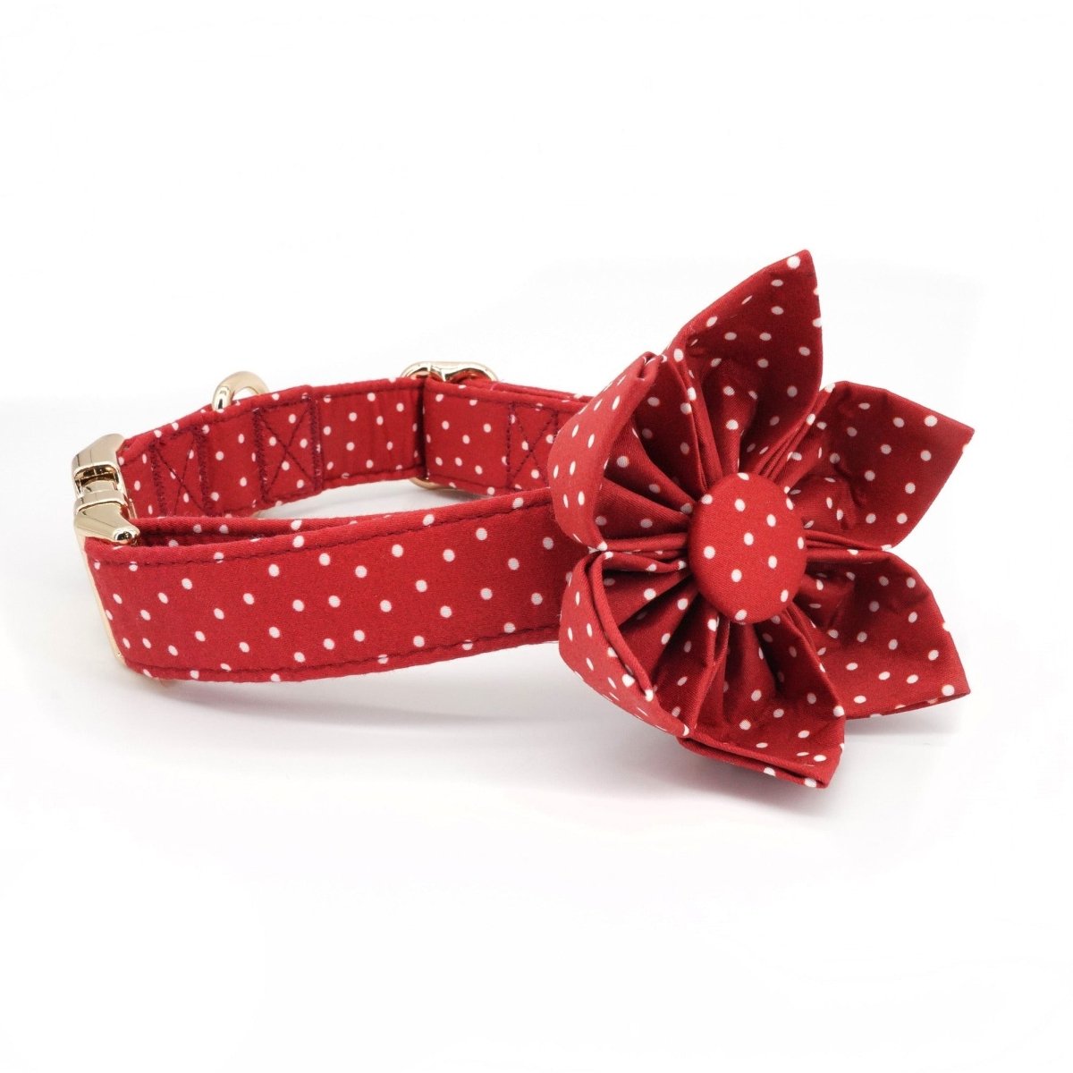 BloomPaws | Verstelbare Hondenhalsband - Rode Polka