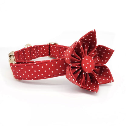 BloomPaws | Verstelbare Hondenhalsband - Rode Polka