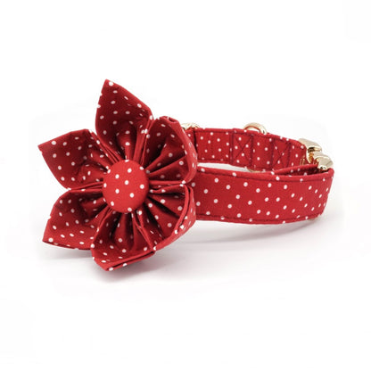 BloomPaws | Verstelbare Hondenhalsband - Rode Polka
