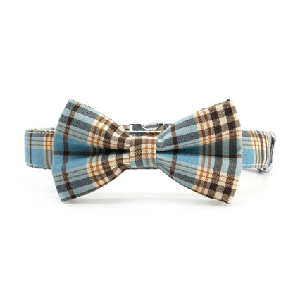 DapperPaws | Hondenhalsband met vlinderdas - Blauw teddyruit