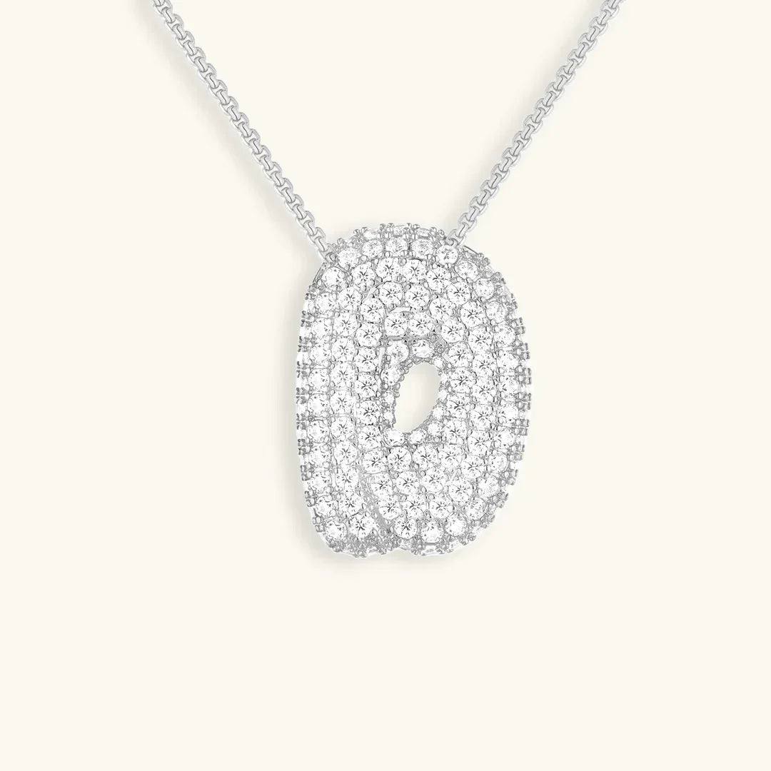 Ketting met diamant en initiaal in 'bubble'-stijl