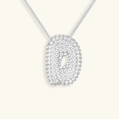 Ketting met diamant en initiaal in 'bubble'-stijl