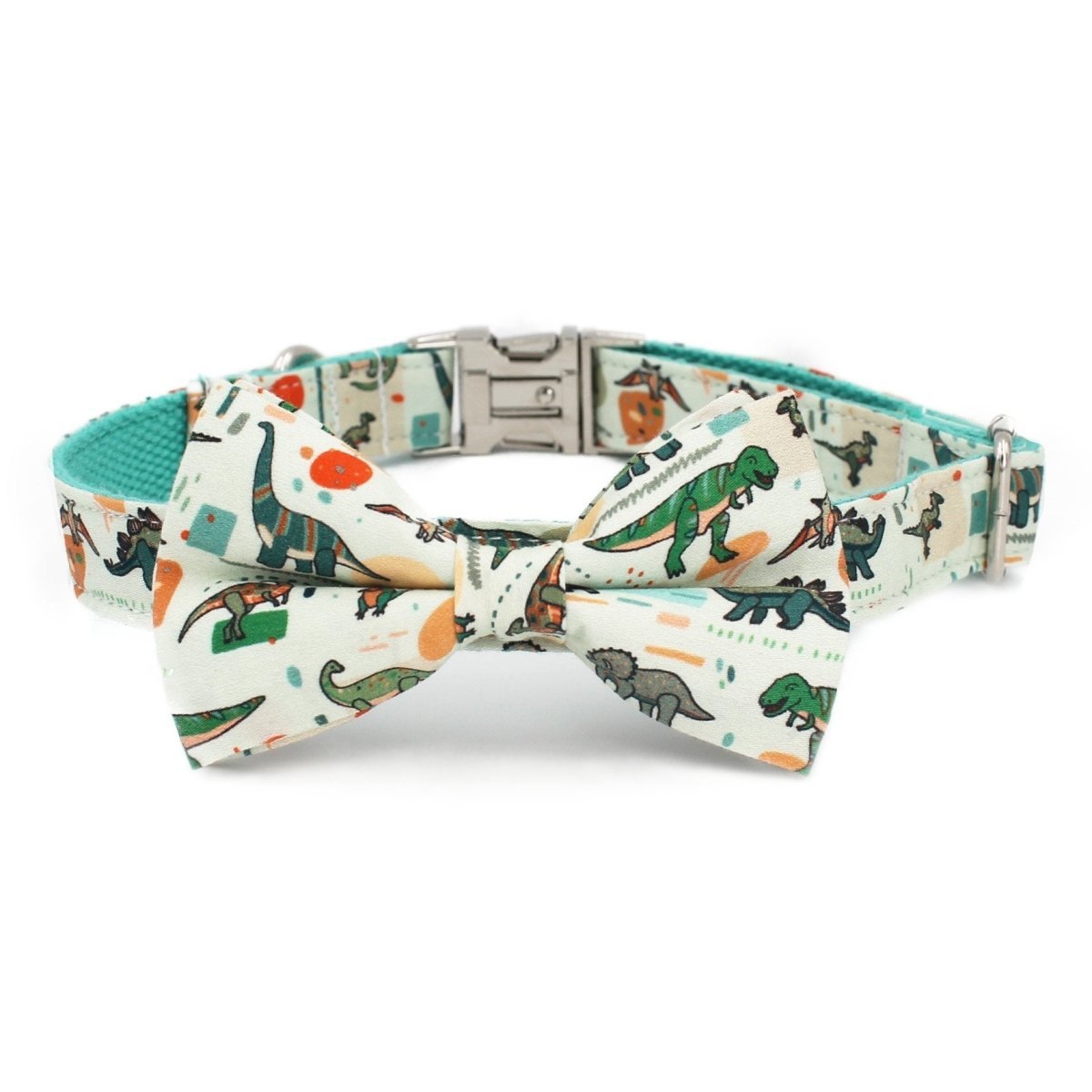 DapperPaws | Hondenhalsband met vlinderdas - Munt Pittige Dino