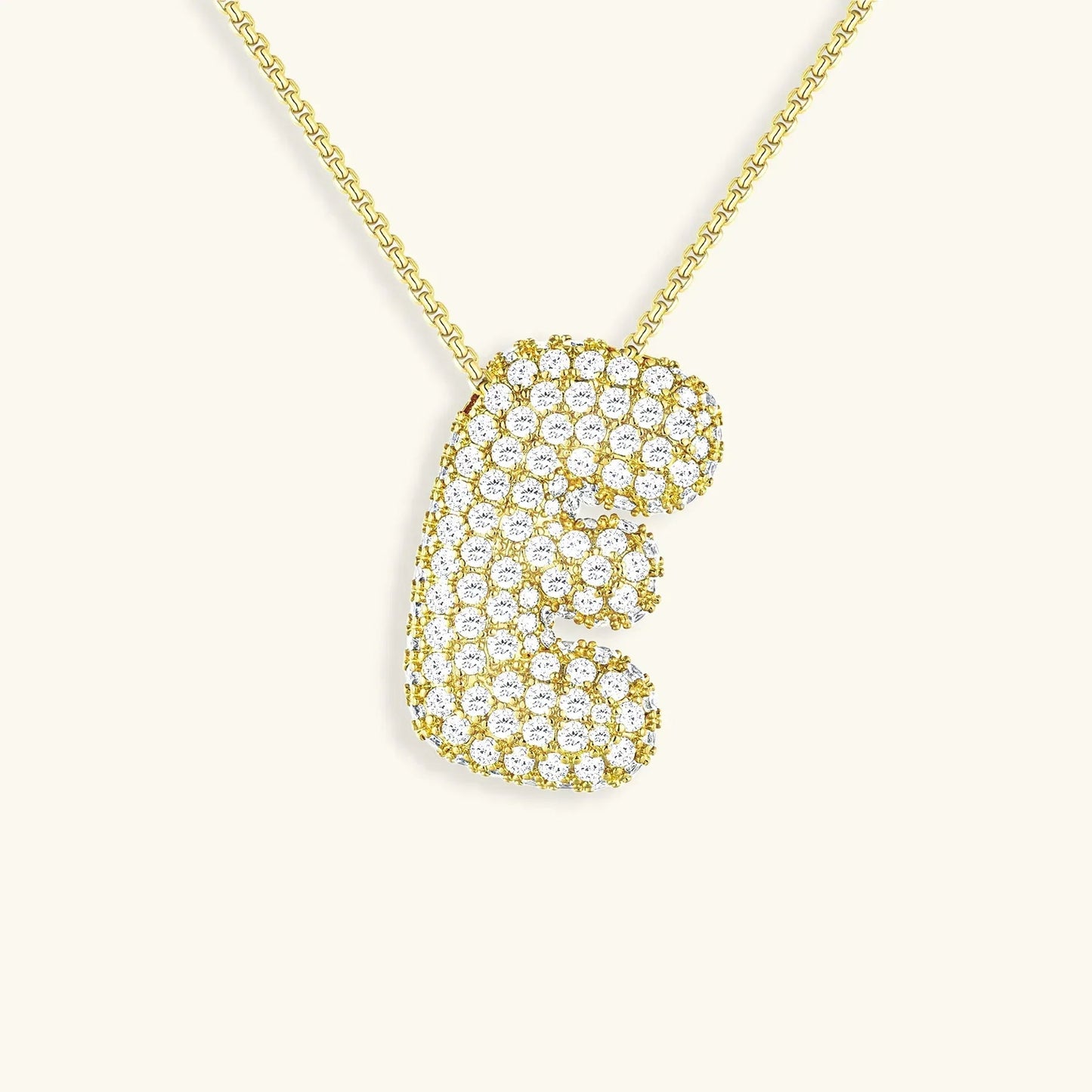 Ketting met diamant en initiaal in 'bubble'-stijl