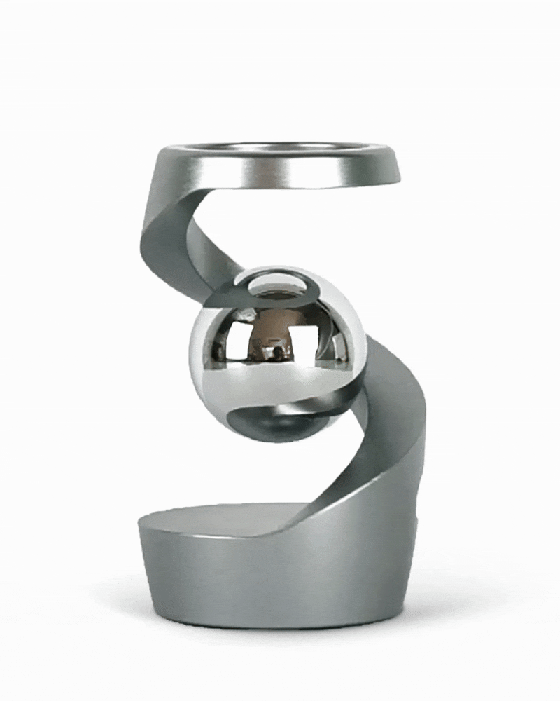FluxSphere | Magnetische Spiraal Sculptuur met Zwevende Metaalbal