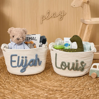 Luxe Gebreide Babymand met Naam – Effen & Multicolor
