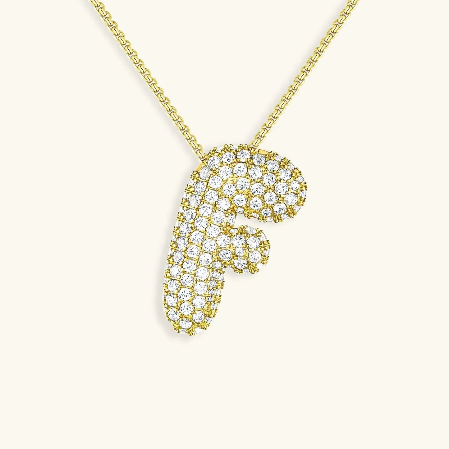 Ketting met diamant en initiaal in 'bubble'-stijl