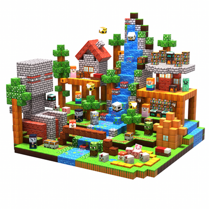 Graslandplezier - Magnetische Bouwtegels STEM Speelgoed | 2025 Dorpscollectie | 100–300 stuks | 2cm