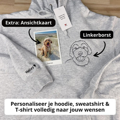 LijnLiefde | Geborduurde Hoodie met Jouw Foto – Handgetekend Portret & Premium Borduring