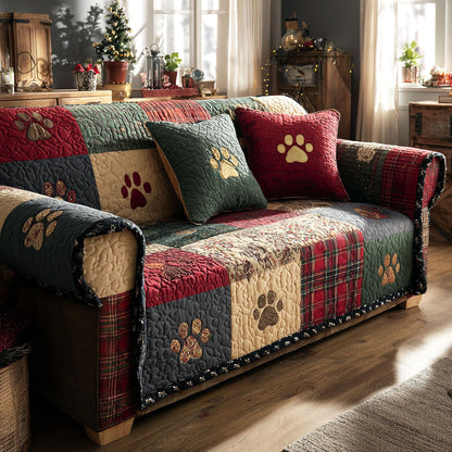Gewatteerde bankhoes 'Festive Paw'